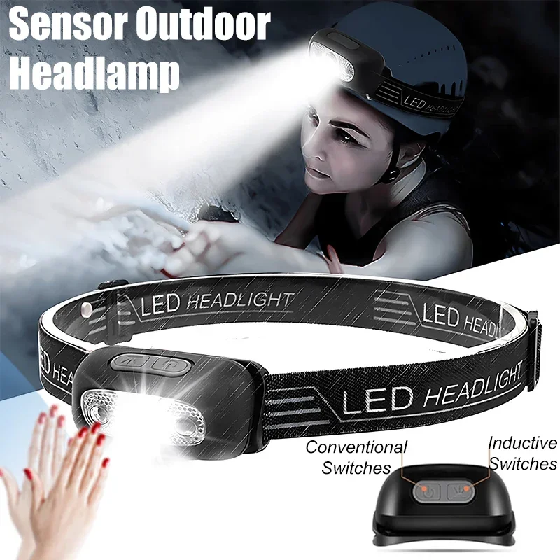 Outdoor Power Reno - 強力な LED ヘッドランプ調整可能な波センサースイッチ懐中電灯 USB 充電式防水トーチ屋外キャンプ釣りランタン