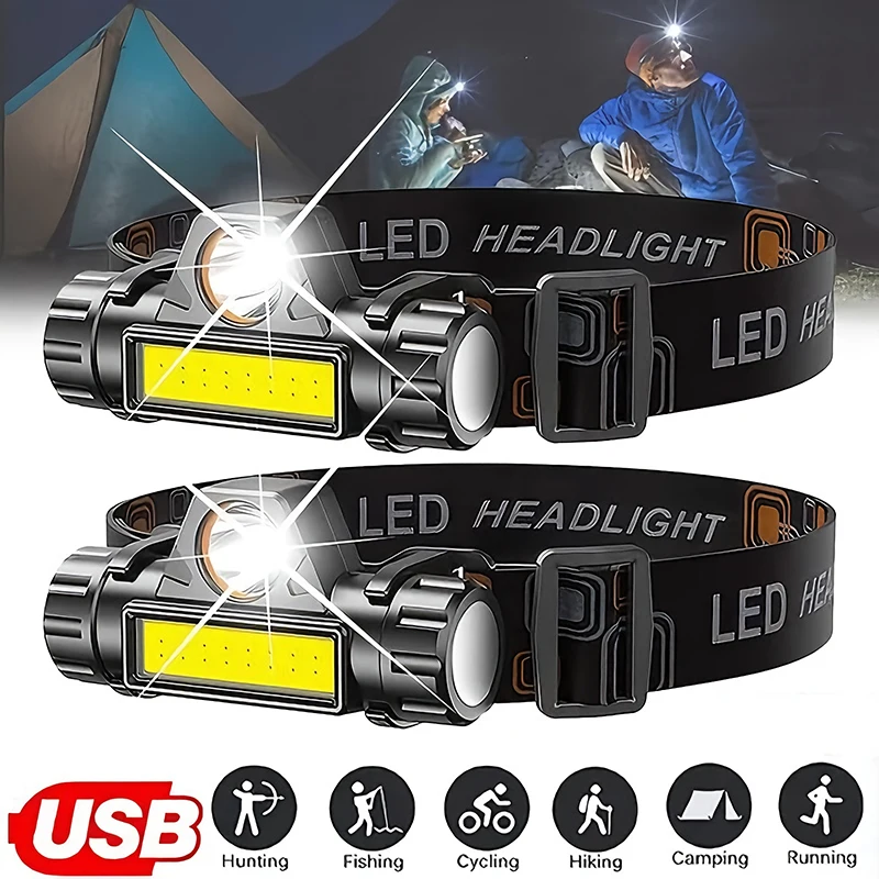 Outdoor Power Reno - 充電式 COB LED USB ヘッドランプ強力な磁気強力なヘッドライト超高輝度防水ヘッドトーチ屋外釣り用