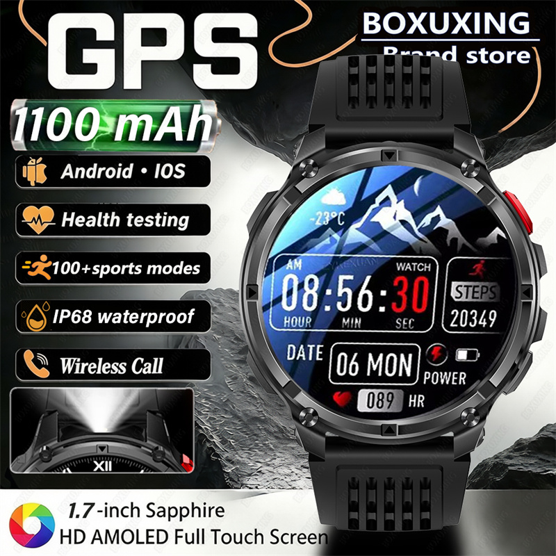 Outdoor Powersports - 2026年新型 1100mAh大容量バッテリー GPS搭載 アウトドアスマートウォッチ 1.7インチ AMOLED