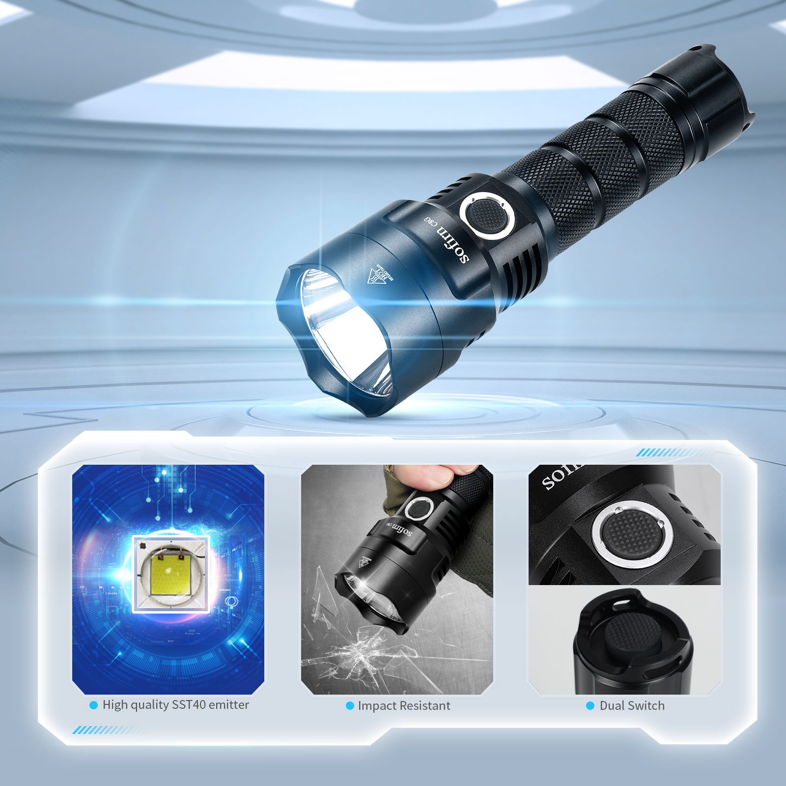Outdoor Power Group - SOFIRN C8G 強力な LED 懐中電灯 21700
