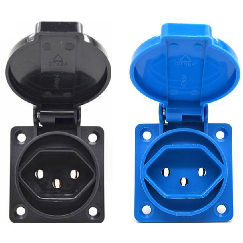 Outdoor Power Outlet Waterproof - 1 個ブラジルスイス防水産業用ソケット 10A フラッシュマウント電気コンセントカバー付き屋外ガーデンキャンプ RV 用
