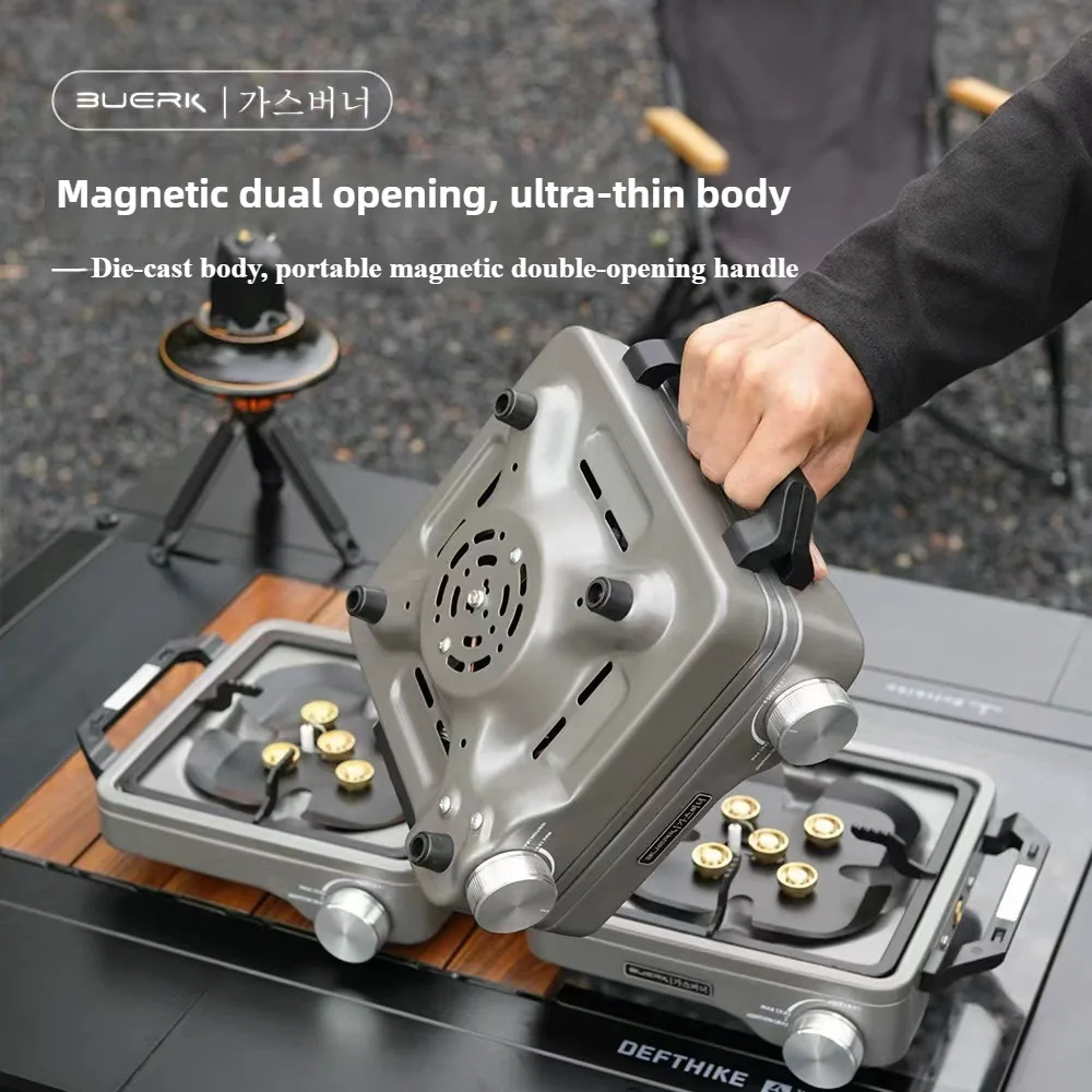 Outdoor Power Grill - BUERK キャンプ用ガスストーブ - ポータブル折りたたみ式屋外BBQグリル - 分割式ブタン・プロパンバーナー