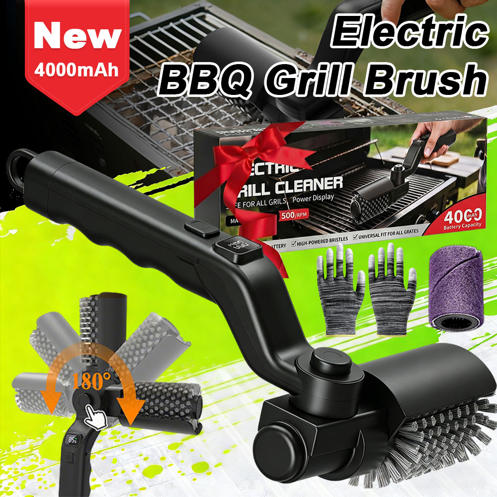 Outdoor Power Grill - 電気グリルブラシクリーニングBBQクリーナーブラシコードレス充電式回転式調整可能屋外重油汚れ洗浄ツール