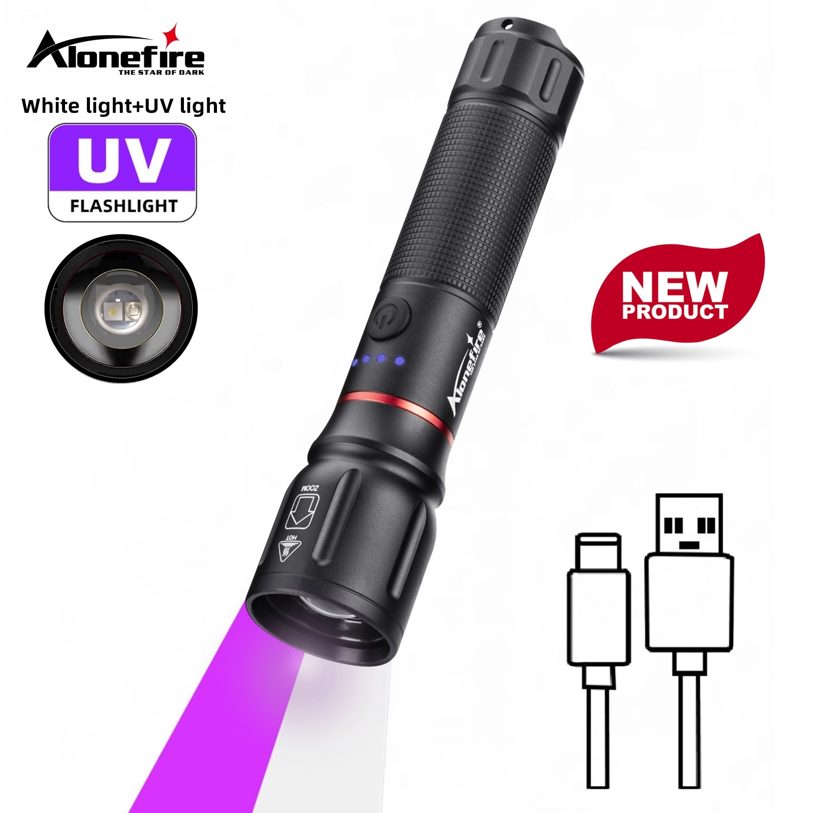 Outdoor Power Reno - 2-in-1 ズームハイパワー UV ライト + LED
