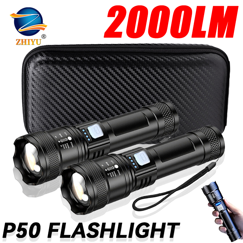 Outdoor Power Reno - 戦術的な LED 懐中電灯 2000LM USB 充電式防水グレードズームトーチ明るいポータブル緊急ライトキャンプ屋外用