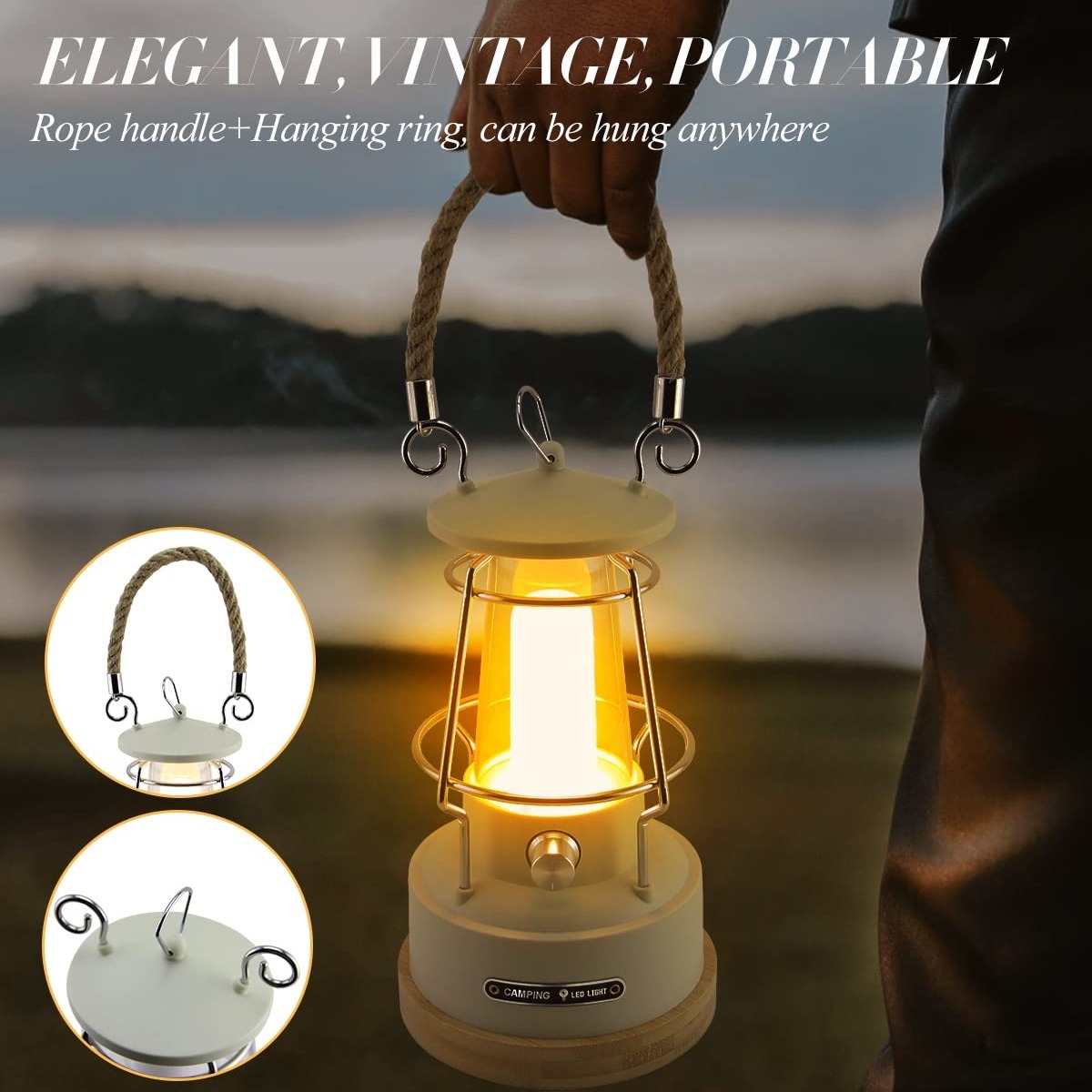 VN レトロハンドルキャンプランタン充電式調光可能な LED - Outdoor Power Reno のレビューと価格