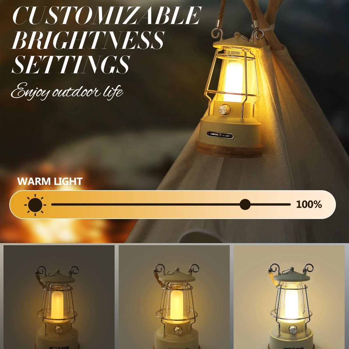 VN レトロハンドルキャンプランタン充電式調光可能な LED - Outdoor Power Reno のレビューと価格