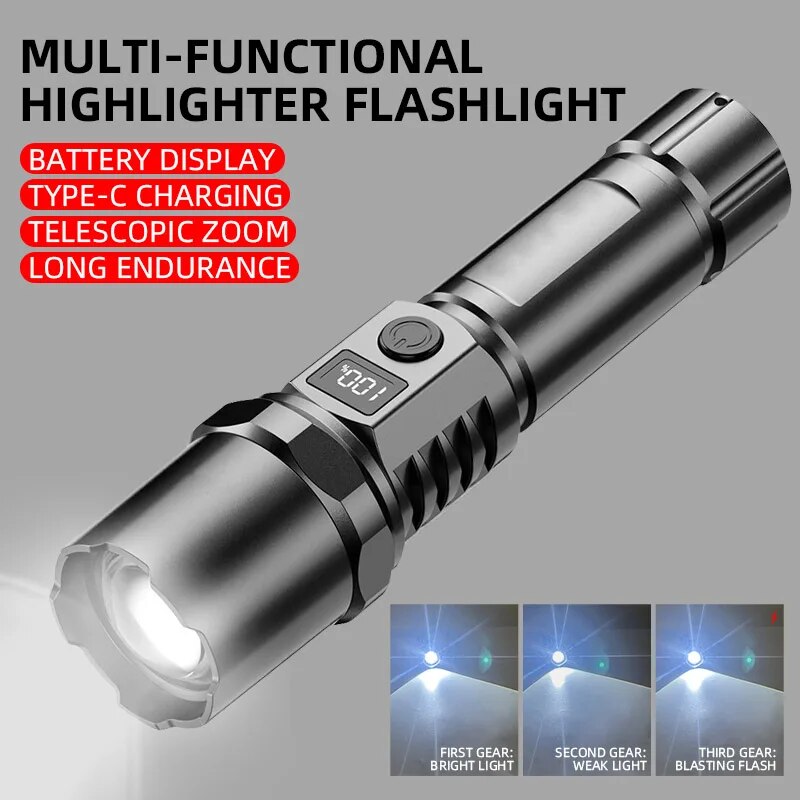 Xhp100充電式格納式LED懐中電灯,高出力,デジタルズー - Outdoor Power Reno のレビューと価格