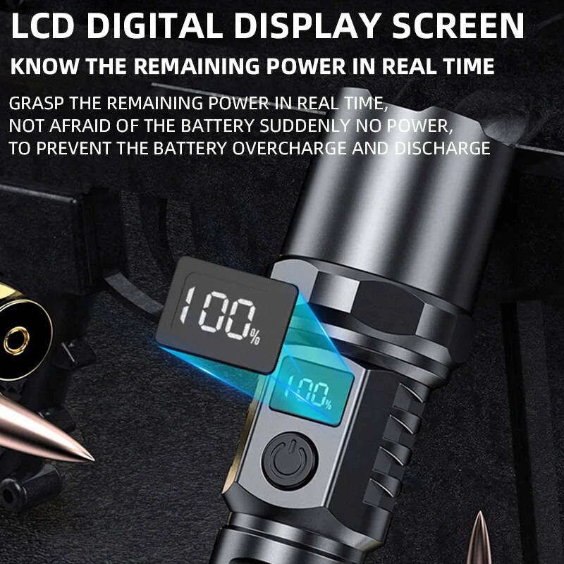 Xhp100充電式格納式LED懐中電灯,高出力,デジタルズー - Outdoor Power Reno のレビューと価格