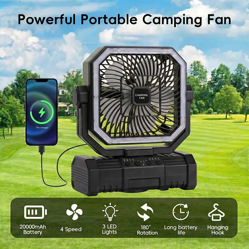 20000mAh キャンプ用天井ファン 充電式バッテリー駆動 - Outdoor Power Reno のレビューと価格