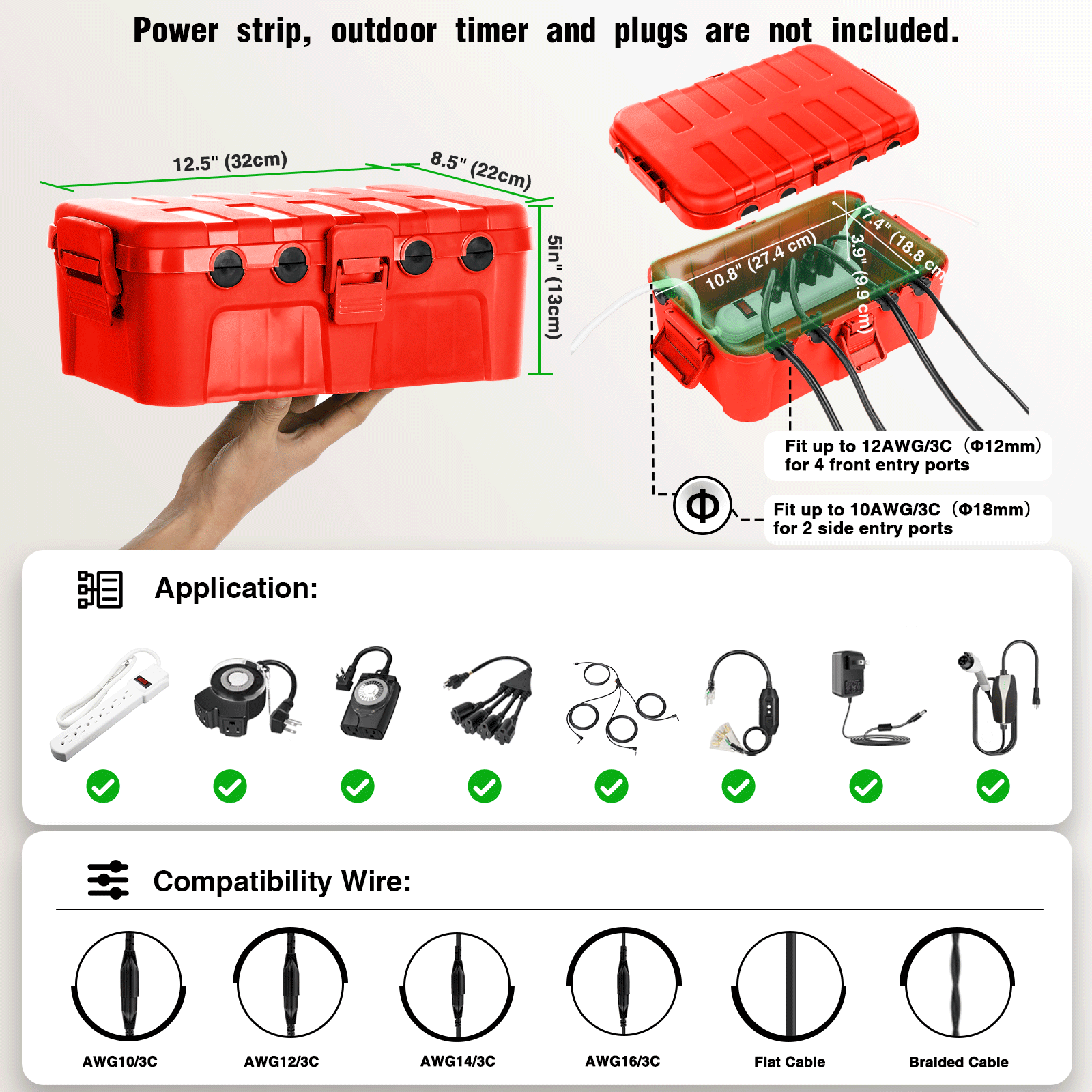耐候性IP54屋外延長コード電源ボックス、防水コンセントカバ - Outdoor Power Outlet Waterproof のレビューと価格