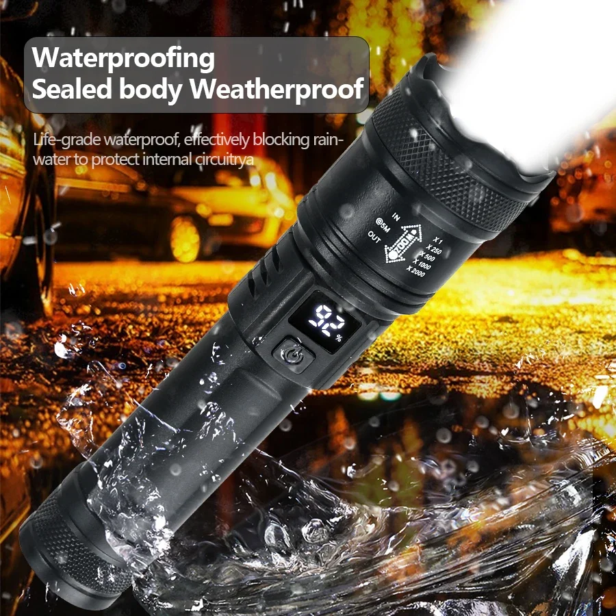 バッテリーディスプレイ付きの強力なLED懐中電灯,USB充電 - Outdoor Power Reno のレビューと価格