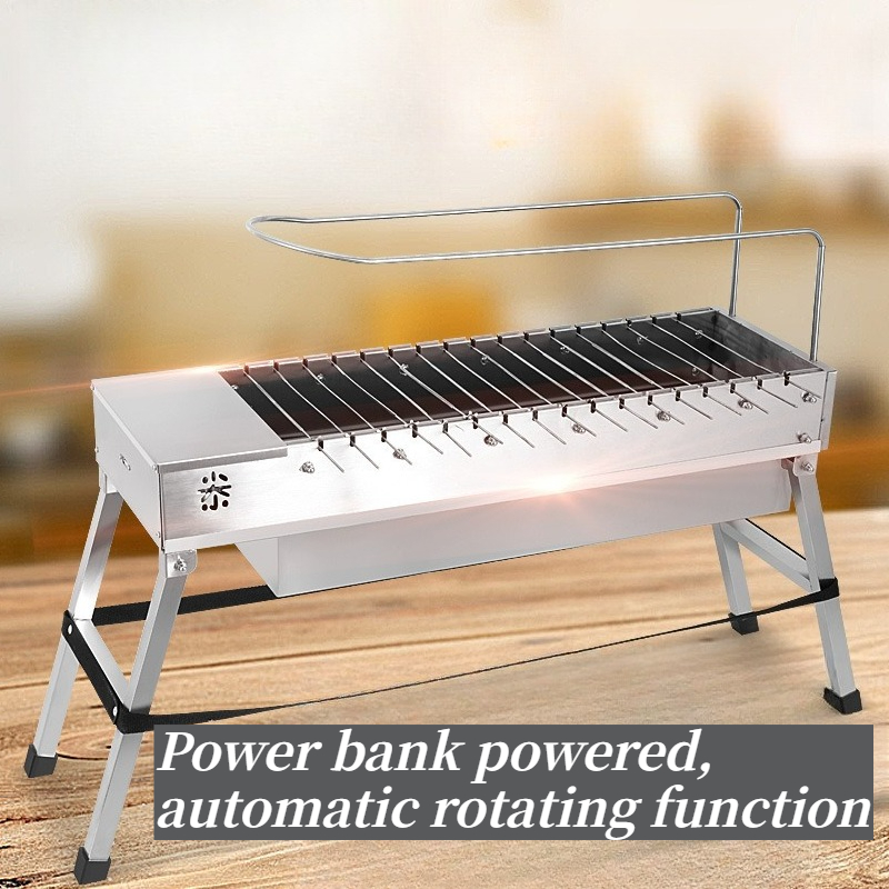 ポータブル自動回転BBQ串焼きグリルUSB電源バンク搭載ステ - Outdoor Power Grill のレビューと価格