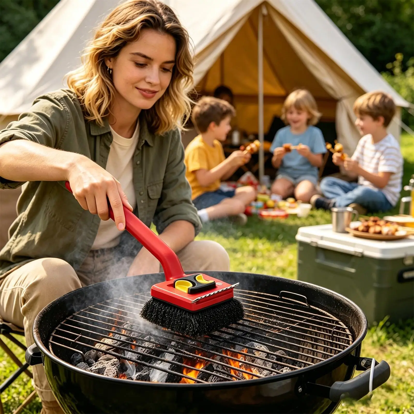 ロングハンドル電動グリルブラシ、抜け毛のない耐久性のあるデザ - Outdoor Power Grill のレビューと価格
