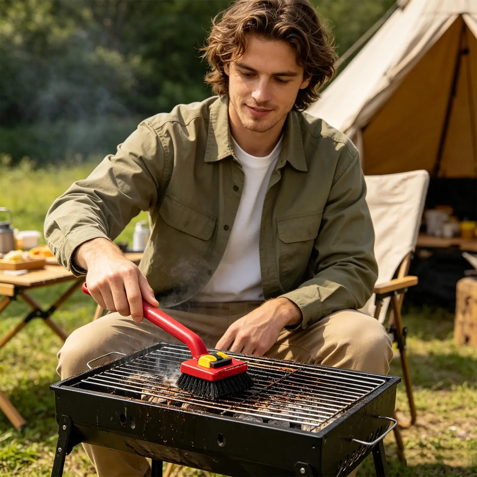 ロングハンドル電動グリルブラシ、抜け毛のない耐久性のあるデザ - Outdoor Power Grill のレビューと価格