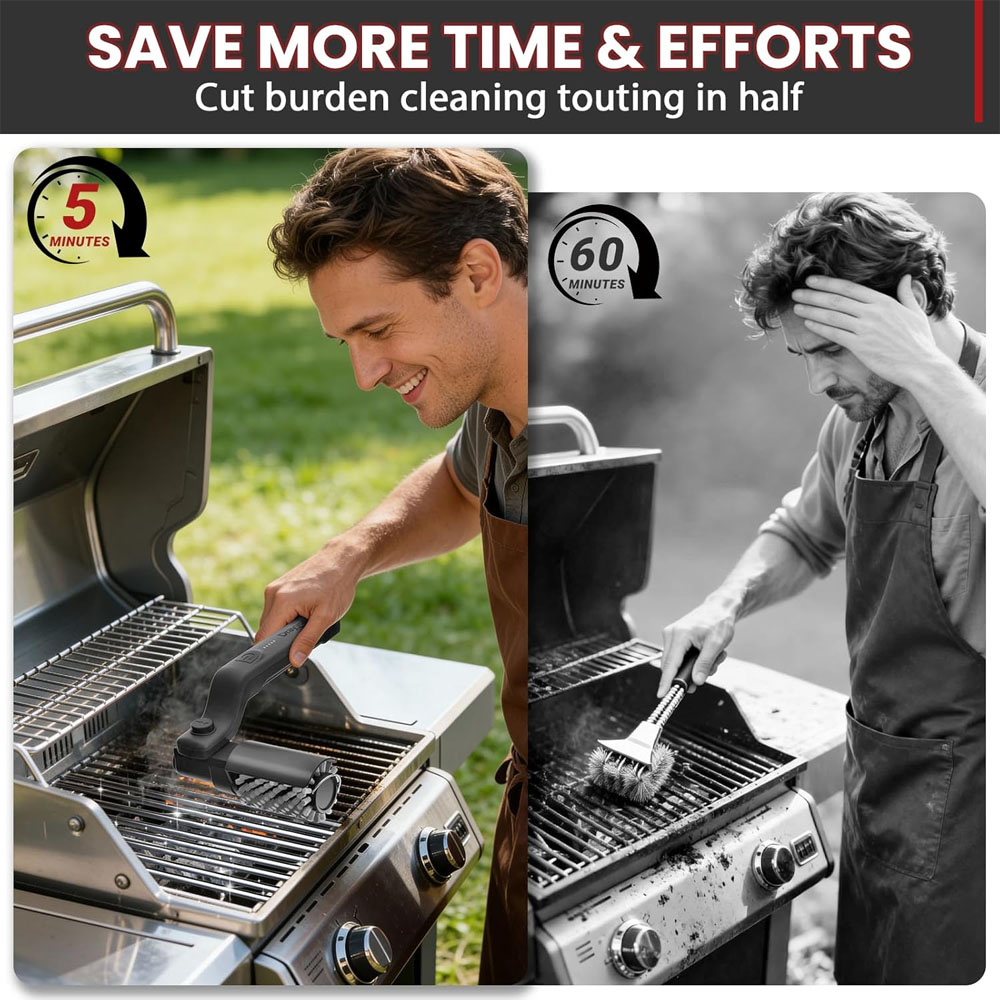 電気グリルブラシ 充電式 3つの強力な速度のBBQグリルブラ - Outdoor Power Grill のレビューと価格