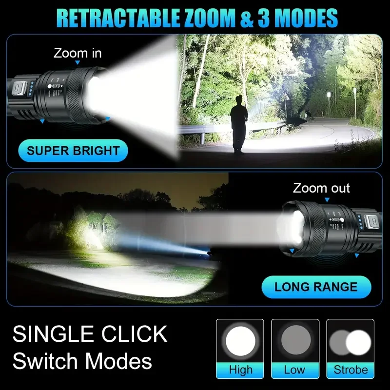 戦術的な LED 懐中電灯 2000LM USB 充電式防水 - Outdoor Power Reno のレビューと価格
